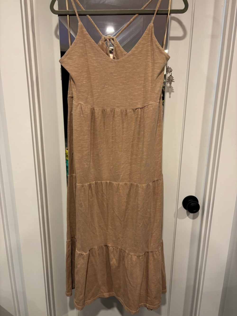 Old Navy Light Tan Tiered Spaghetti-Strap Maxi Dress